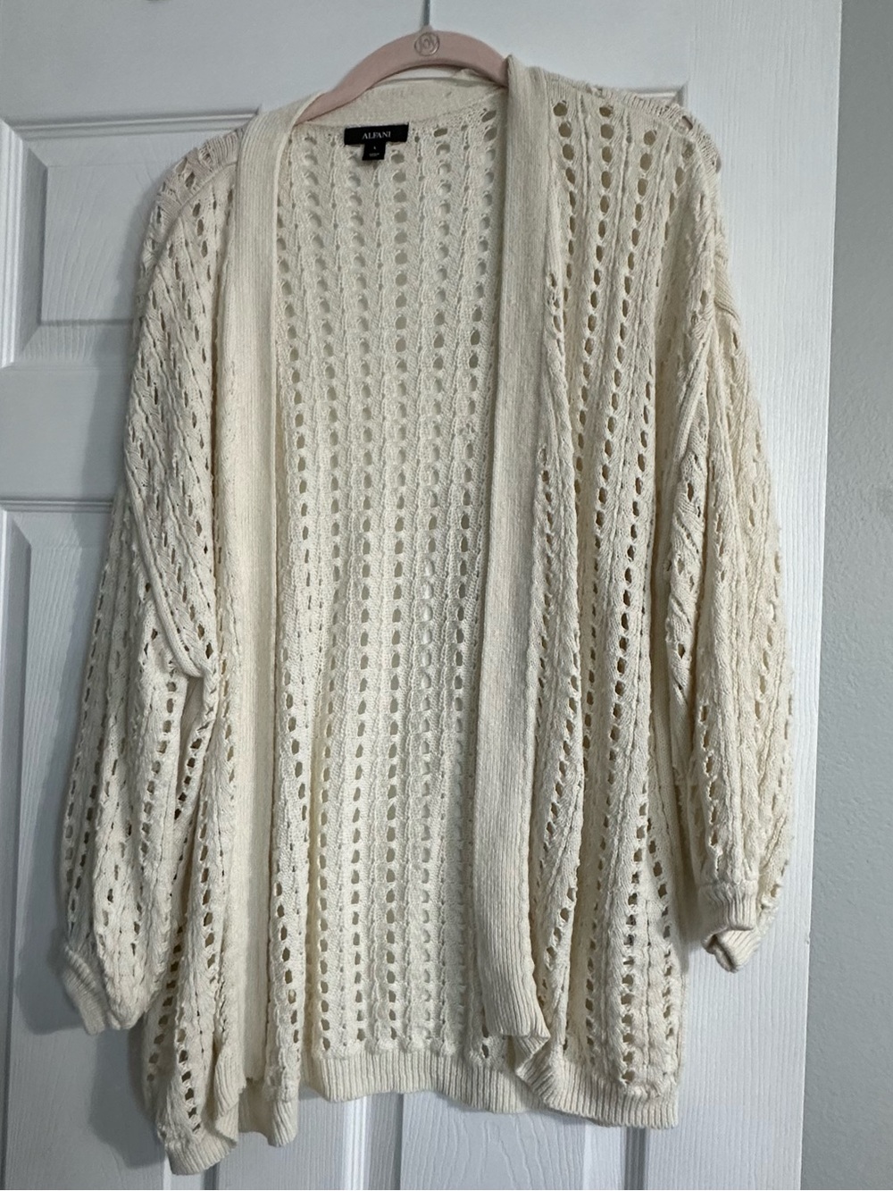 Alfani Open-Knit Cream Cardigan